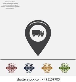 Map pointer with car icon. Vector illustration