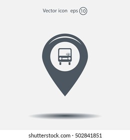 Map pointer with car icon. Vector illustration
