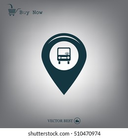 Map pointer with car icon. Vector illustration