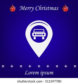 Map pointer with car icon. Vector illustration