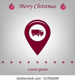 Map pointer with car icon. Vector illustration