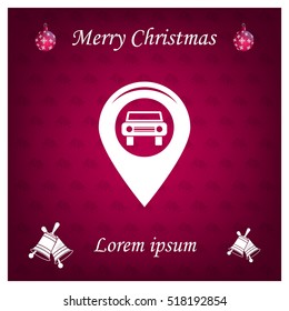 Map pointer with car icon. Vector illustration