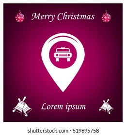 Map pointer with car icon. Vector illustration