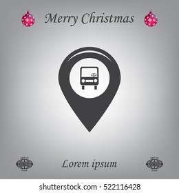Map pointer with car icon. Vector illustration