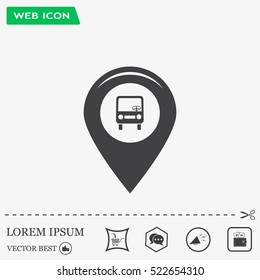Map pointer with car icon. Vector illustration
