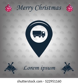 Map pointer with car icon. Vector illustration