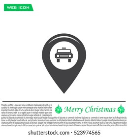 Map pointer with car icon. Vector illustration
