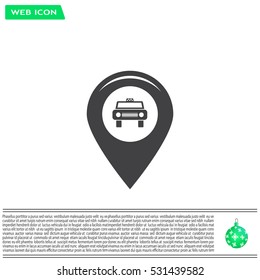 Map pointer with car icon. Vector illustration