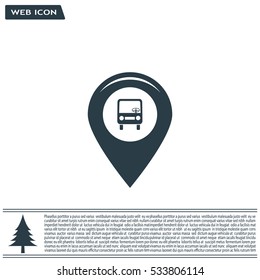 Map pointer with car icon. Vector illustration