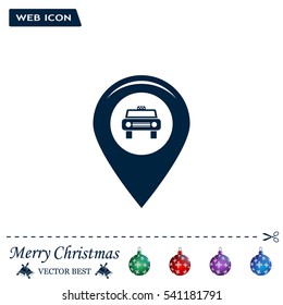 Map pointer with car icon. Vector illustration