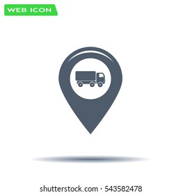 Map pointer with car icon. Vector illustration