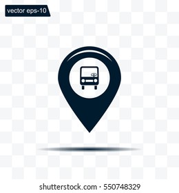 Map pointer with car icon. Vector illustration