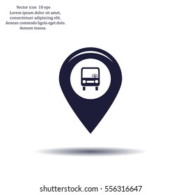 Map pointer with car icon. Vector illustration