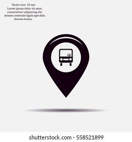 Map pointer with car icon. Vector illustration