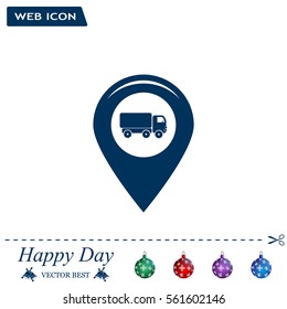 Map pointer with car icon. Vector illustration