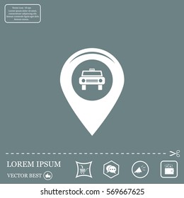Map pointer with car icon. Vector illustration