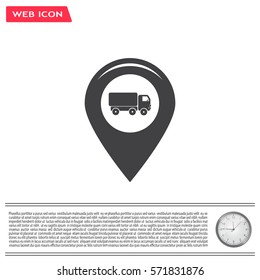 Map pointer with car icon. Vector illustration