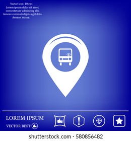 Map pointer with car icon. Vector illustration