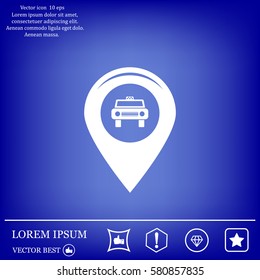 Map pointer with car icon. Vector illustration