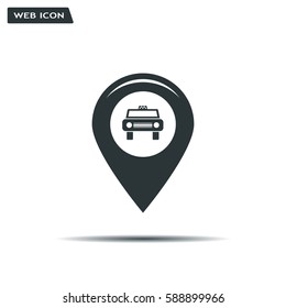 Map pointer with car icon. Vector illustration