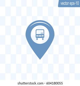 Map pointer with car icon. Vector illustration