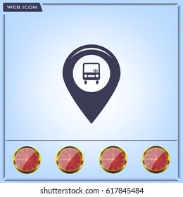 Map pointer with car icon. Vector illustration