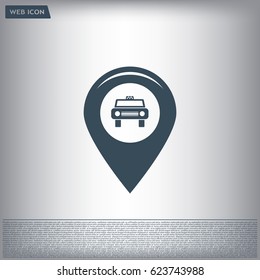 Map pointer with car icon. Vector illustration