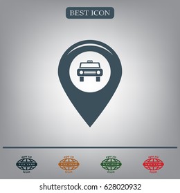 Map pointer with car icon. Vector illustration