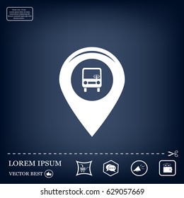 Map pointer with car icon. Vector illustration