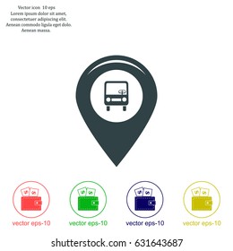 Map pointer with car icon. Vector illustration