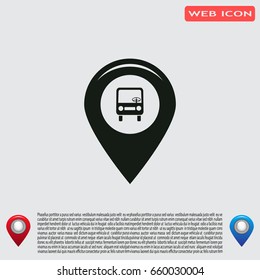 Map pointer with car icon. Vector illustration