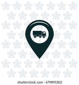 Map pointer with car icon. Vector illustration
