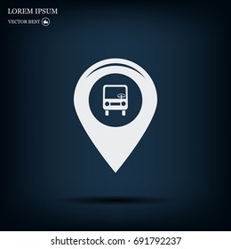 Map pointer with car icon. Vector illustration