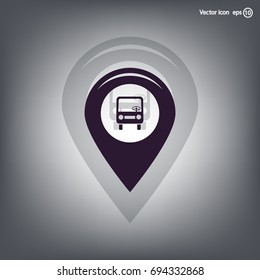 Map pointer with car icon. Vector illustration