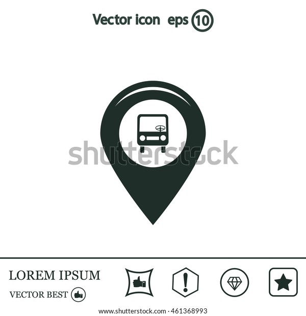 Map pointer
with car icon. Vector
illustration
