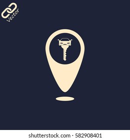 Map pointer car keys vector icon
