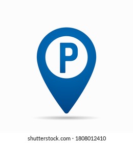 Map pointer with car parking icon. Vector illustration