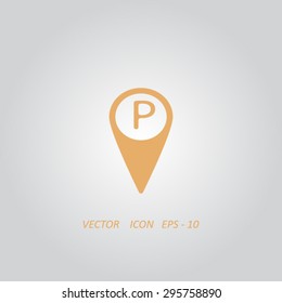 Map pointer with car parking icon.