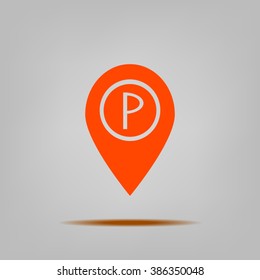 Map pointer with car parking icon