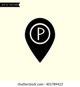 Map pointer with car parking icon