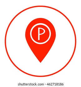 Map pointer with car parking icon