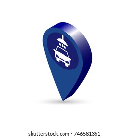Map pointer car wash vector icon.