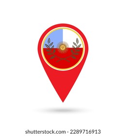 Map pointer with Catamarca Flag. Vector illustration.