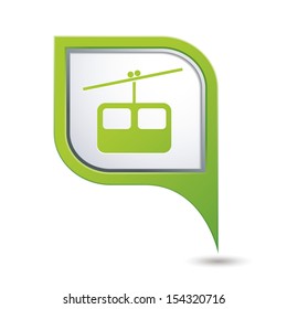 Map pointer with chair lift icon. Vector illustration