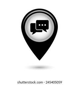Map pointer with Chat icon