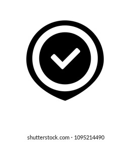 Map pointer with check mark icon on Vector illustration