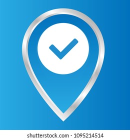 Map pointer with check mark icon on Vector illustration