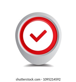 Map pointer with check mark icon on Vector illustration