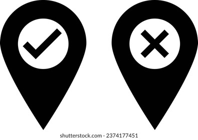 map pointer with check mark vector isolated on white background