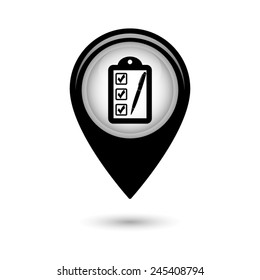 Map pointer with checklist icon